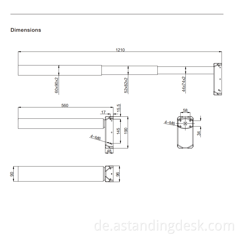 Hot Sale Factory Direct Electric Height einstellbarer Tisch Bein einstellbare Beintisch -Hebespalte